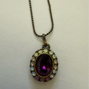 Michal Negrin Purple and Gold Pendant Necklace